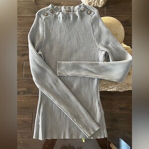 H&M Light Gray Ribbed Long Sleeve Dress